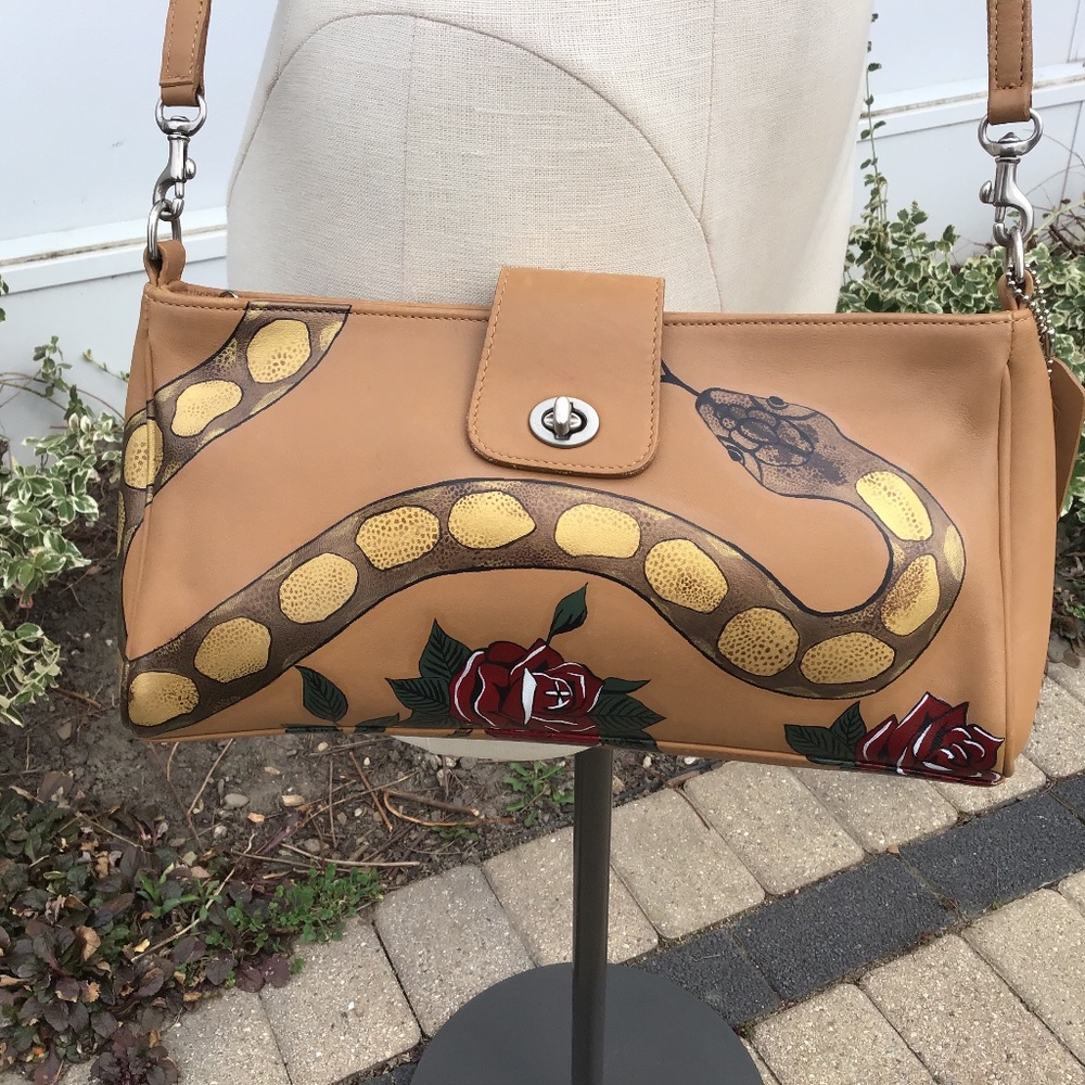 Vintage Coach bag hand painted crossbody